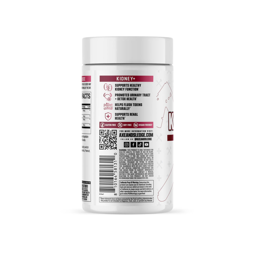 Kidney+ jar with label visible signals reliable kidney support for workouts.
