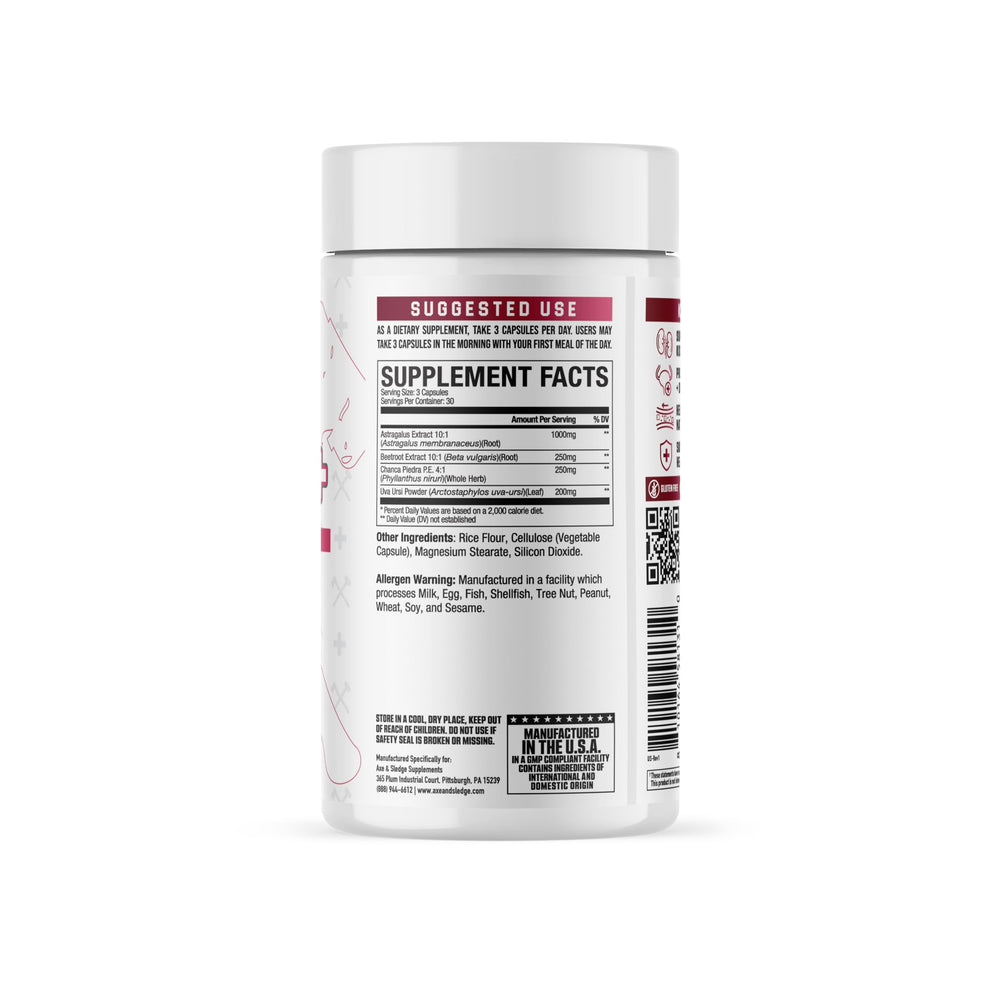 Close-up of Kidney+ tablets highlighting premium formula for hydration.