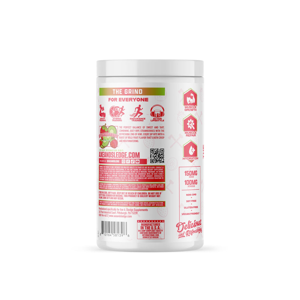 Axe & Sledge The Grind strawberry kiwi glass showing refreshing flavor and support