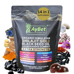 AyBet Shilajit Gold Gummies bottle promotes daily wellness.