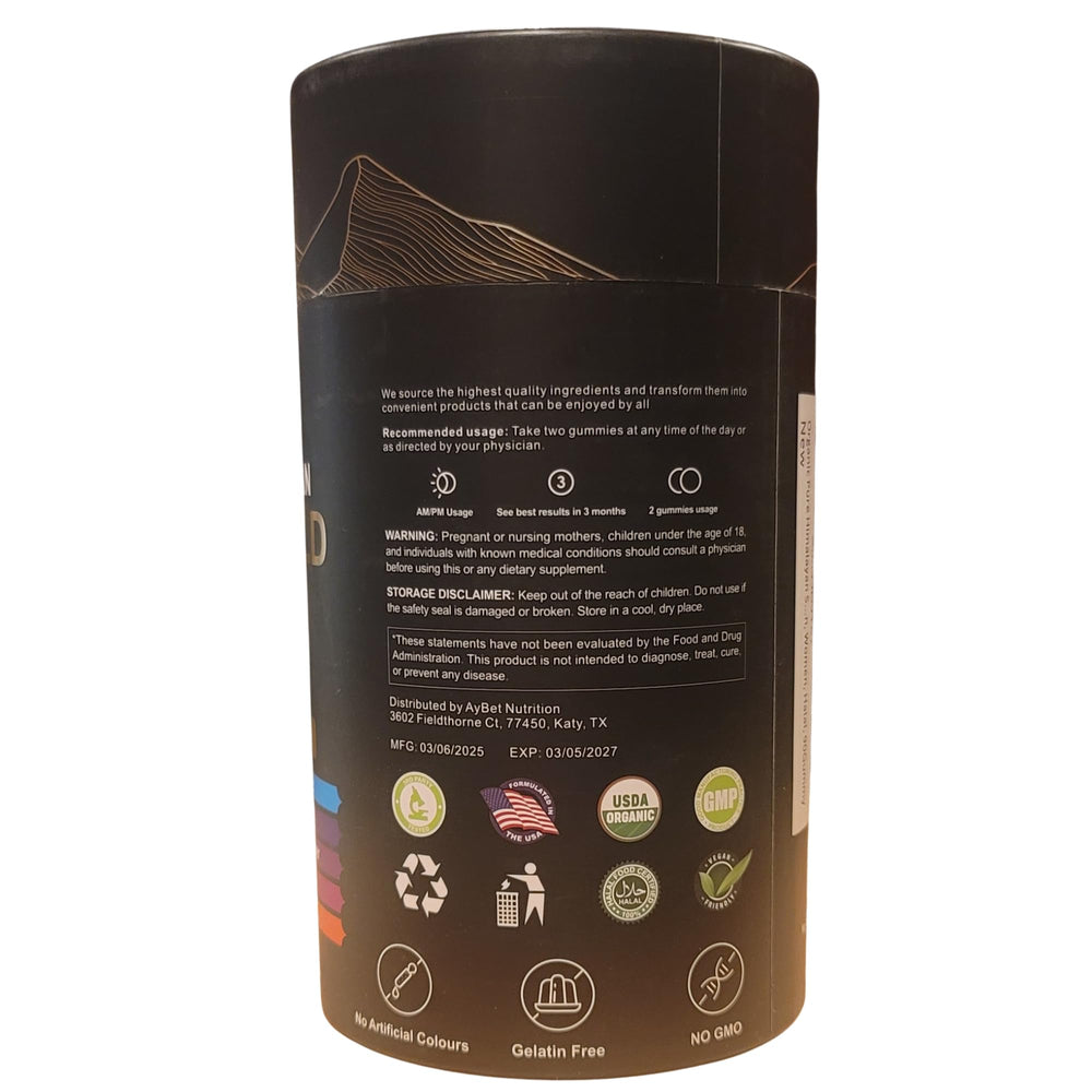 Gift-ready packaging of AyBet Shilajit Gold Gummies.