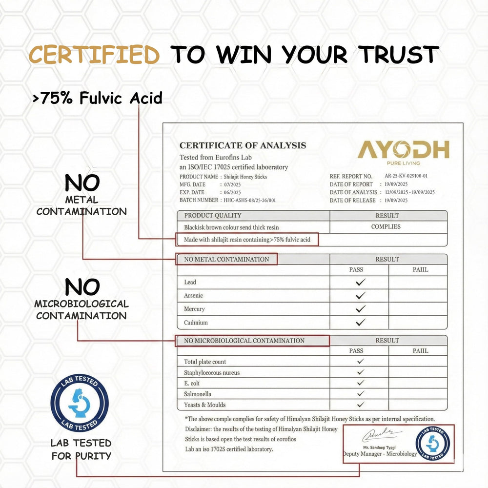 AYODH Himalayan Shilajit Honey Stick strawberry close-up—minerals-rich flavor.