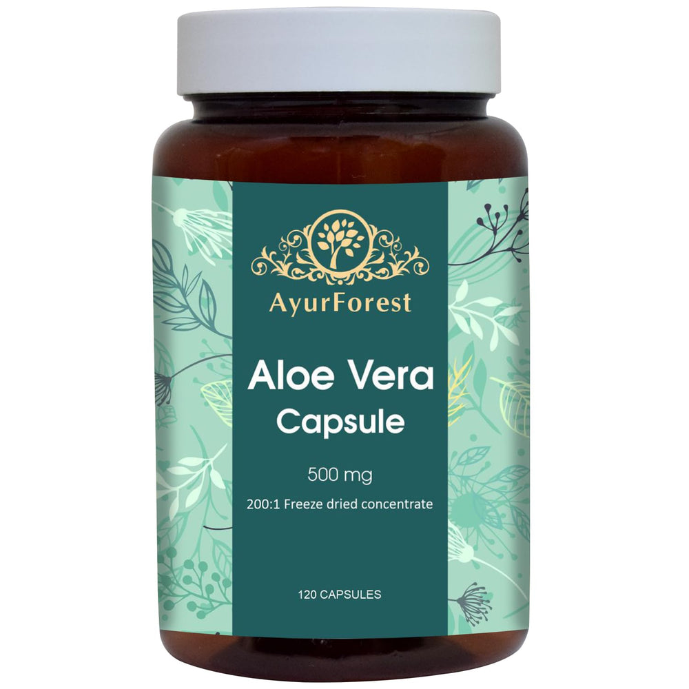 Ayurforest Aloe Vera Capsule bottle for daily wellness on the go.