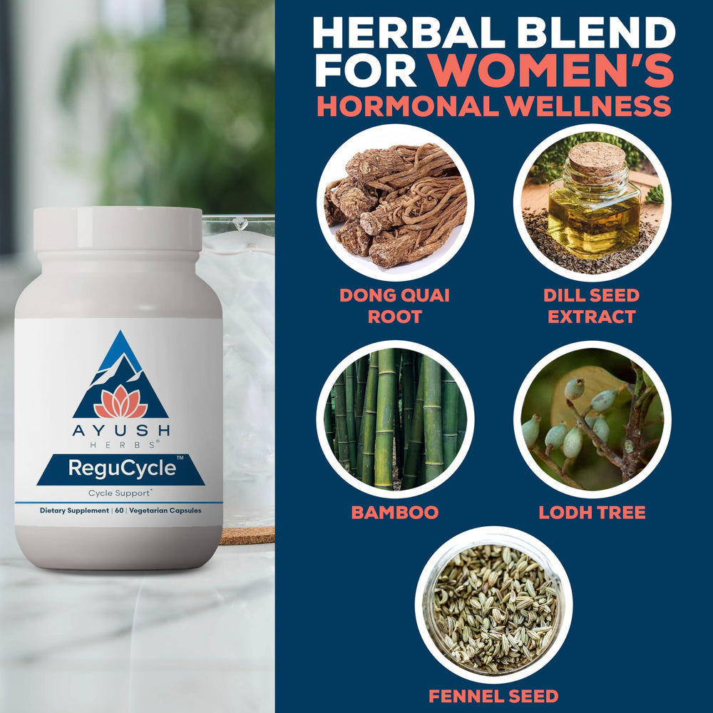 Ayush Herbs Regu-Cycle dill seed extract detail for balance
