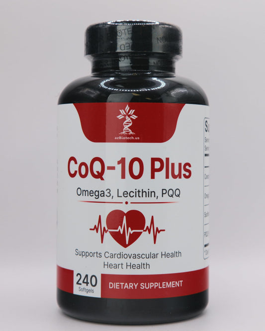 AZ Biotech CoQ-10 Plus bottle front showing label for daily energy support
