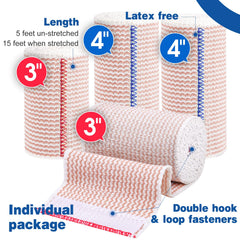 AZEN Premium 24-pack elastic bandage wrap 4inch for secure, comfortable wraps