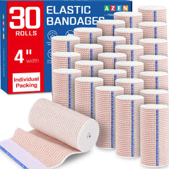 AZEN Premium elastic bandage close-up showing latex-free fabric and stretch for leg support