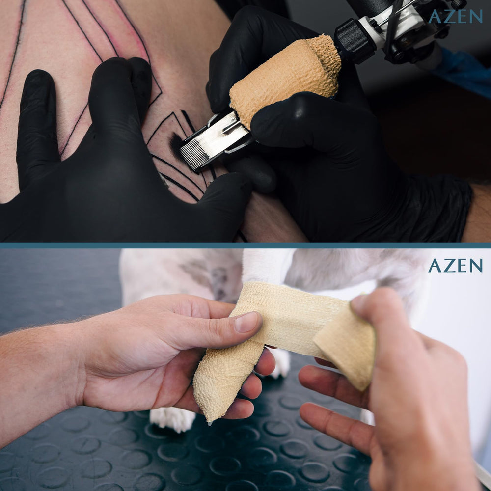 AZEN tattoo grip and sport wrap protects tattoos during activity.