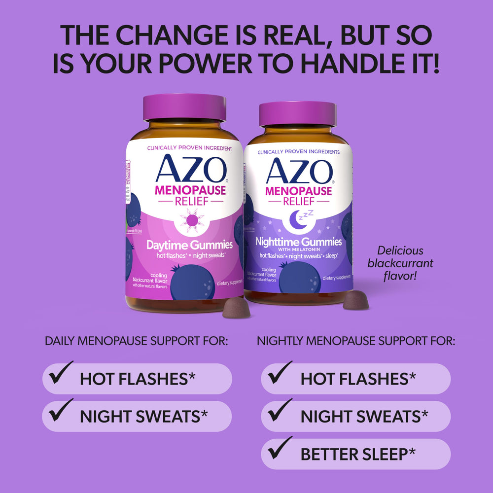 AZO Daytime gummies close-up highlighting tasty blackcurrant flavor and texture