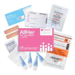 AZOVA finger-prick collection device with clear instructions for easy sampling.