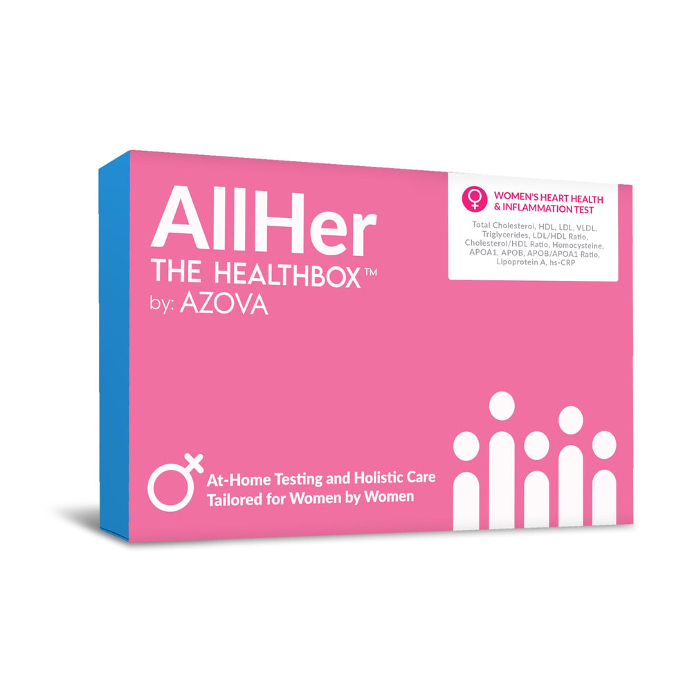 AZOVA Women’s Heart Wellness Kit front view for at-home testing and quick insights.