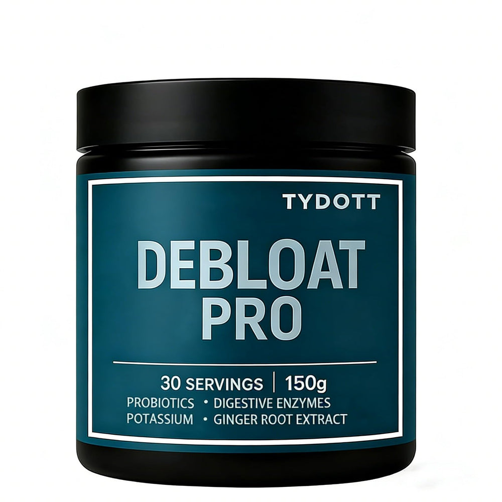 AZX TYDOTT Debloat Pro bottle label highlighting gut-friendly blend for daily comfort