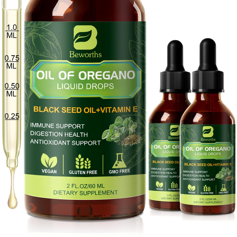 B BEWORTHS oregano oil drops bottle with dropper for immune support