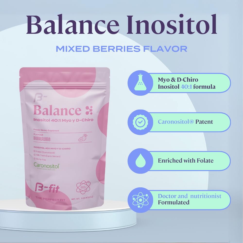 B-FIT B Inositol Balance dissolves quickly in water for a smooth berry drink.