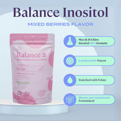 B-FIT B Inositol Balance dissolves quickly in water for a smooth berry drink.