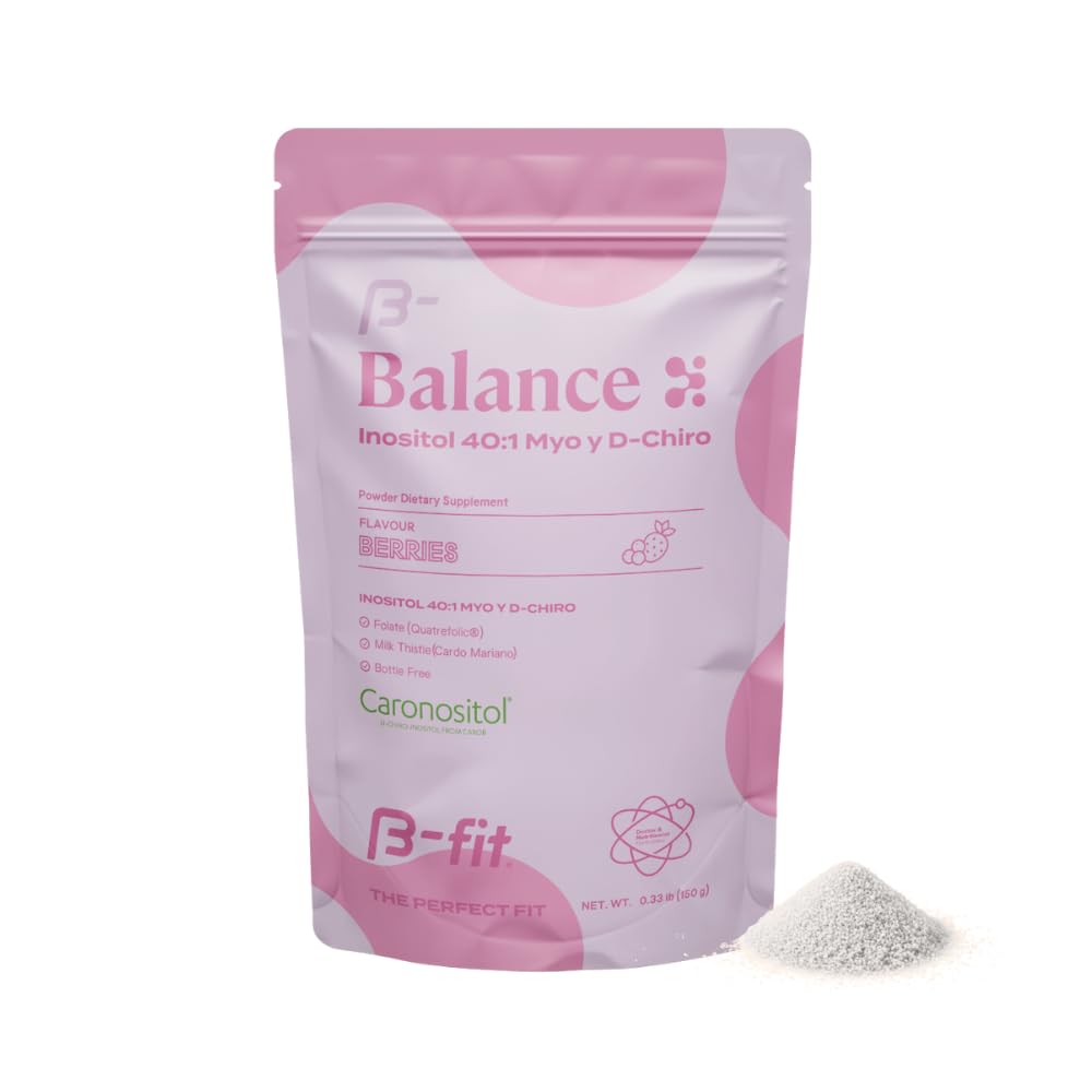 B-FIT B Inositol Balance tub label highlights premium formula for daily hormone support.