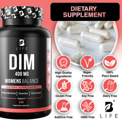 B Life Company DIM supplement shatavari root close-up signals plant-powered support.