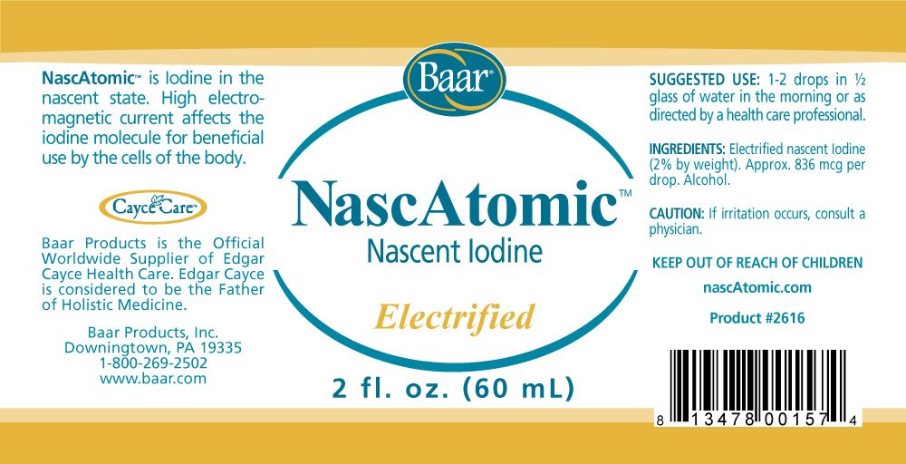 Baar NascAtomic dropper dispense iodine showing 2% nascent formula for energy