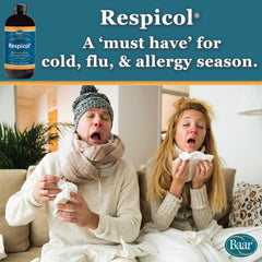 Close-up of Baar Respicol label highlighting the herbal blend for throat comfort.