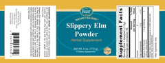 Baar Slippery Elm Powder bottle label close-up highlighting inner bark origin