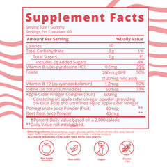 Baby Blues digestive-support gummies closeup suggests gentle bloating relief after meals.