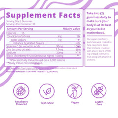 Baby Blues postpartum pack bottles arranged for hair, energy, and immunity support