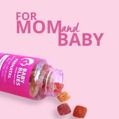 Gluten-free and non-GMO Baby Blues Prenatal Gummies packaging