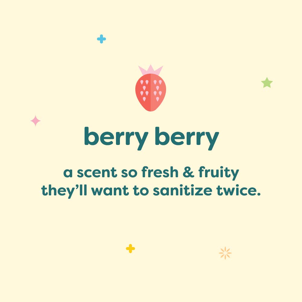 Babyganics Berry Berry bottle close-up emphasizes plant-derived ingredients for gentle cleansing