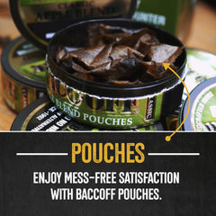 BACC OFF Apple Pouches label highlights black tea base and apple flavor profile