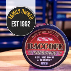 BACC OFF handcrafted in USA sign emphasizes family owned craftsmanship