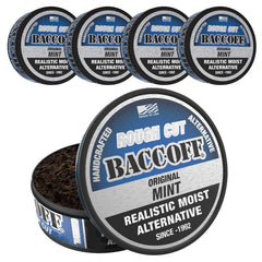 BACC OFF Mint Rough Cut can close-up shows bold icy mint flavor for quick refresh