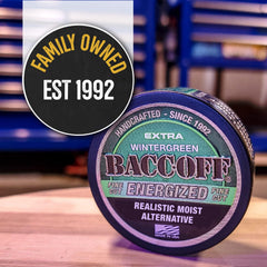 BACC OFF USA handcrafted label emphasizes quality and tradition.