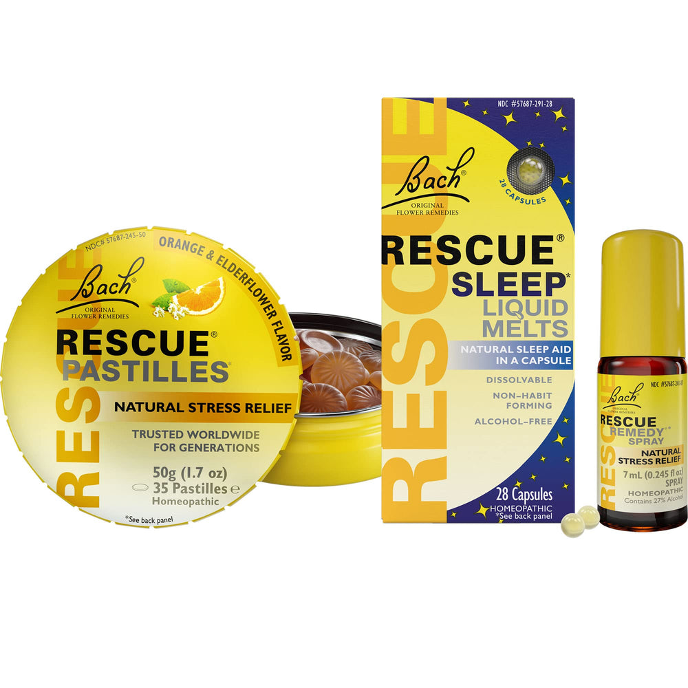 Bach Rescue Pastilles orange elderflower lozenges for quick stress relief.