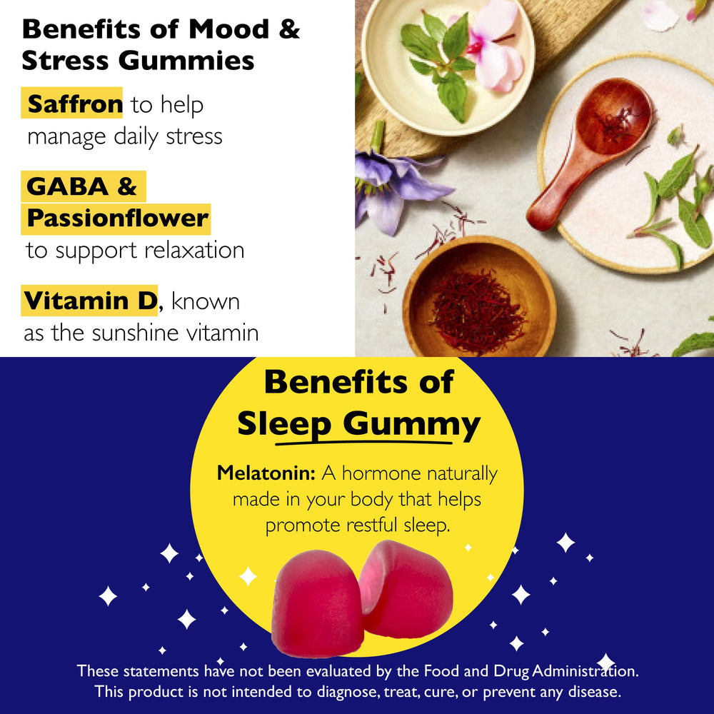 Front pack of Bach Rescue Plus Sleep gummies highlights melatonin benefits.