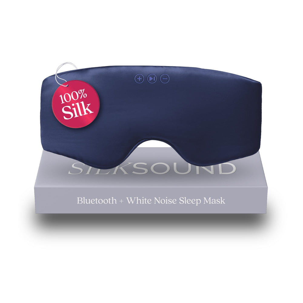 Back Bay Audio SilkSound sleep mask front view shows skin-friendly silk comfort.