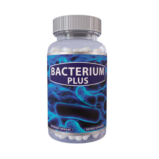 Bacterium Plus bottle pour demonstrates easy daily probiotics for digestive balance
