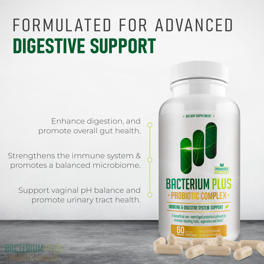 BACTICURE Bacterium Plus capsules close-up highlighting vegetarian capsules for daily use