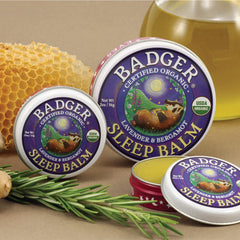 Badger Sleep Balm on lips and wrists for portable calming comfort