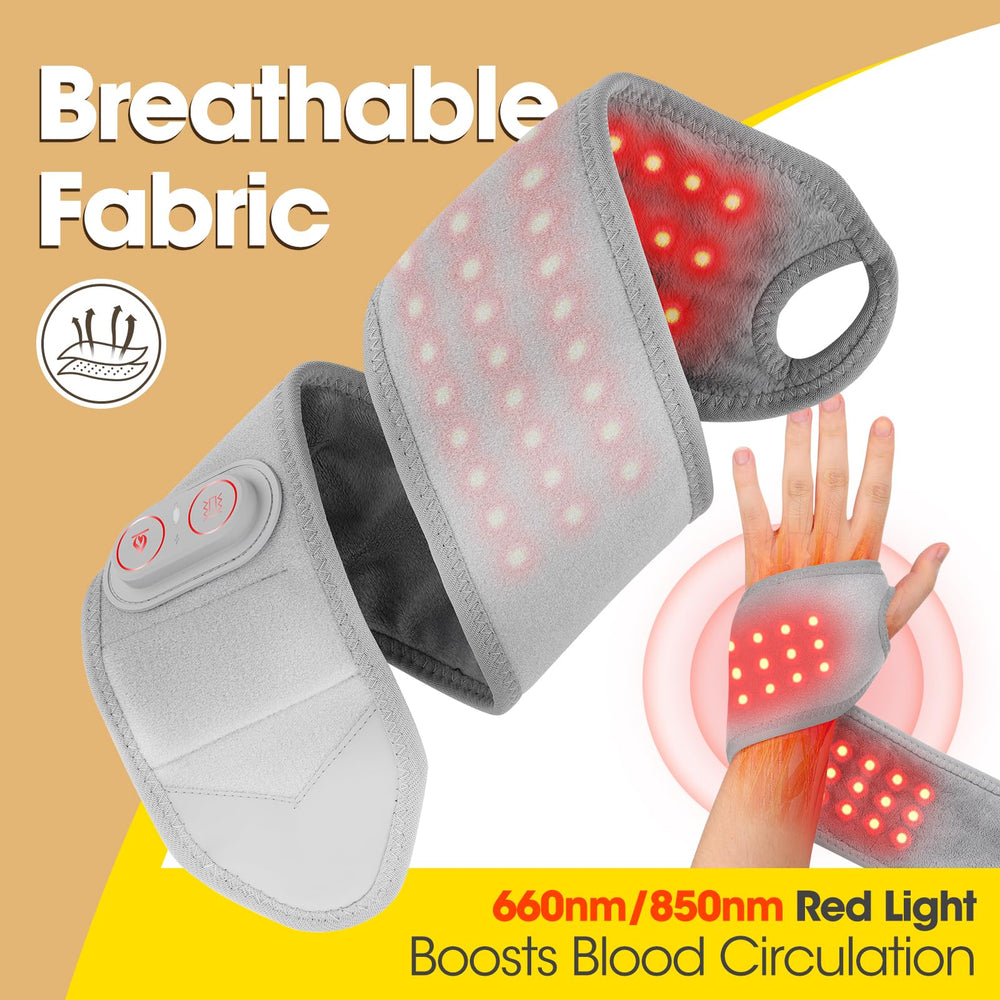 BAISEMAIN red-light-therapy-wrist-wrap combines warmth with red light for soothing stiffness