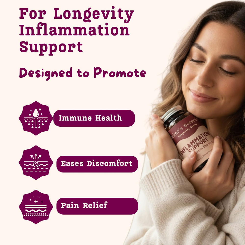 Baker's Botanics Longevity Gummies astragalus illustration highlights holistic wellness benefits.