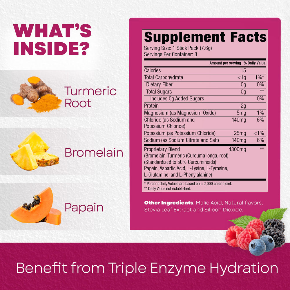 BALA Enzyme Hydration berry glass pour demonstrates quick, refreshing hydration in water.