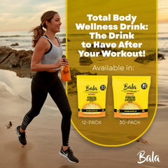 Gym bag with Bala hydration packets ready for post-workout use