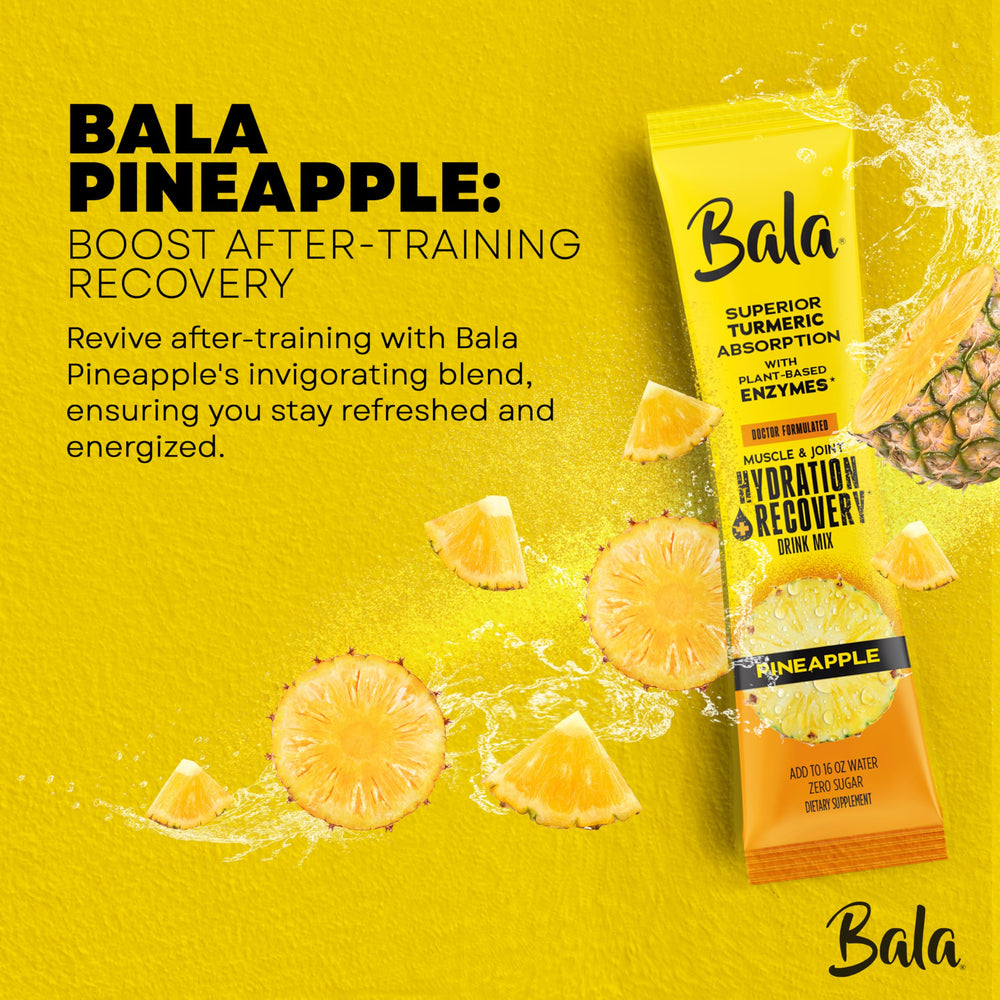 Pour Bala hydration into a glass to enjoy turmeric-enriched water