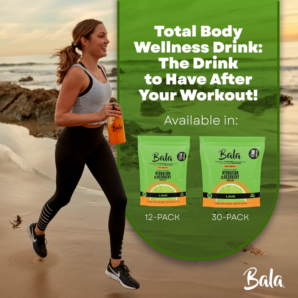 Travel-friendly Bala Enzyme sticks tucked into a gym bag.