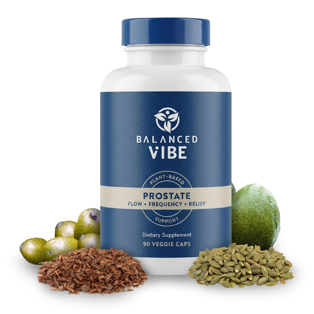 Balanced Vibe Saw Palmetto bottle front supporting daily urinary comfort