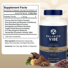 Balanced Vibe Tongkat Ali ingredients close-up illustrating energized routine.