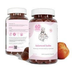 Balancing Act Balanced Babe gummies bottle front for daily wellness support.