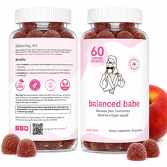 Balancing Act Balanced Babe gummies bottle front for daily wellness support.