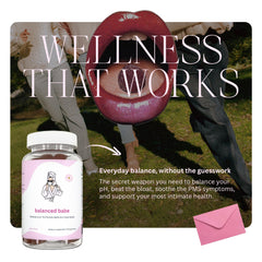 Quality and NSF-GMP label on Balancing Act packaging for trusted production standards.