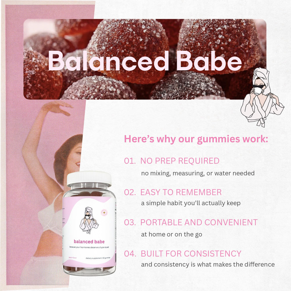 Balanced Babe packaging with vitamins for B6 and E support.